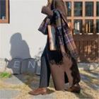 Open-front Wool Blend Long Robe Cardigan