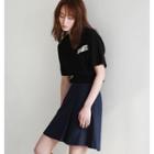 Set: Letter Short-sleeve T-shirt + Chiffon Mini Skirt