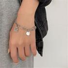 Smiley Face Disc Chain Bracelet Silver - One Size