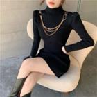 Chain Knit Mini Bodycon Dress