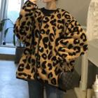 Long-sleeve Cropped Leopard Print Jacket Leopard - One Size