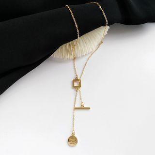 Alloy Geometric Pendant Necklace 1 Pc - Gold - One Size