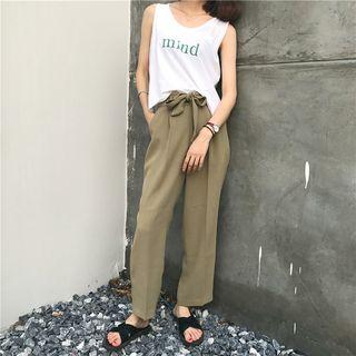 Plain Loose-fit Straight Cut Pants