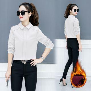 Zipper Back Fleece-lined Shirt
