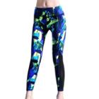 Mesh Panel Patterned Yoga Pants