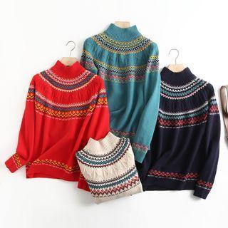 High Neck Geometric Sweater