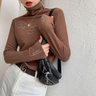 High-neck Embroidered T-shirt