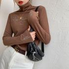 High-neck Embroidered T-shirt