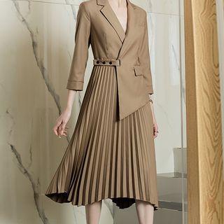 3/4-sleeve Pleated Coat Dress