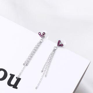 Heart 925 Sterling Sliver Fringed Earring 1 Pair - Silver - One Size