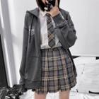 Pleated Checker Mini Skirt