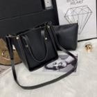 Set Of 2: Faux Leather Shoulder Bag + Zip Bag