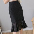 Lace High-waist Midi Mermaid Skirt