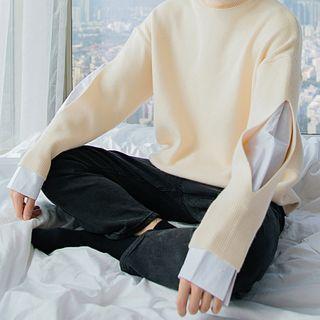 Inset Turtleneck Oversize Sweater