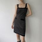 Sleeveless Tweed Knit Dress Black - One Size