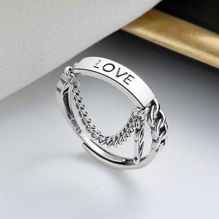 Love Lettering Chained Sterling Silver Open Ring 456j - Silver - One Size