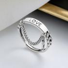 Love Lettering Chained Sterling Silver Open Ring 456j - Silver - One Size