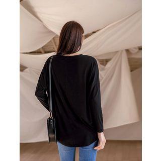 Plus Size Boxy Roundneck Long-sleeve T-shirt