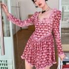 Long-sleeve Heart A-line Dress