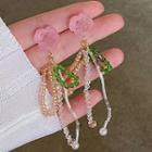 Beaded Flower Drop Earring / Clip-on Earring