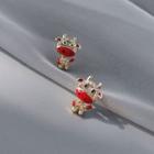 Ox Alloy Earring 1 Pair - Red & Gold - One Size