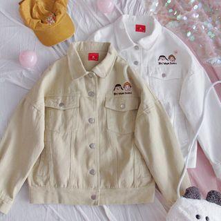 Cartoon Embroidered Buttoned Jacket