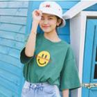 Smiley Face Elbow Sleeve T-shirt