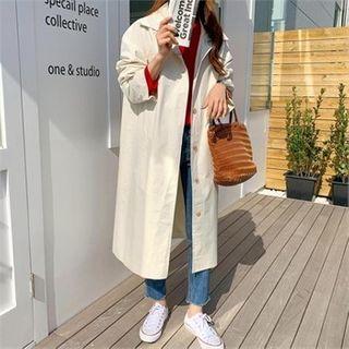 Single-breasted Belted-sleeve Trench Coat