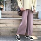 Striped Elastic-waist Cropped Wide-leg Pants
