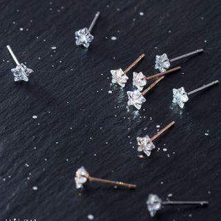 Sterling Silver Star Cz Stud Earring S925 Sterling Silver - One Pair