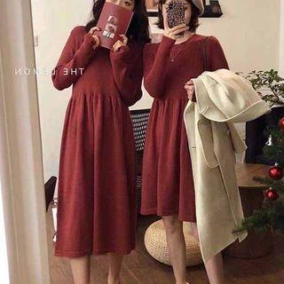 Long-sleeve Plain Knit Dress / Short-sleeve Plain Knit Dress