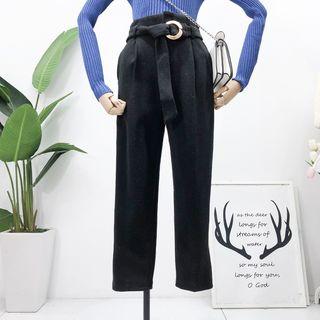 High-waist Wool Harem Pants With Belt