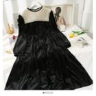 Patchwork Velvet Midi Dress Black - One Size
