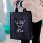Lettering Print Insulated Lunch Bag You Are The Best - Black - L
