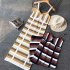 Contrast-stripe Tank Knit Dress