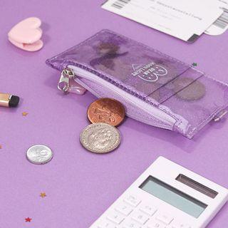 Transparent Glitter Heart Print Coin Purse