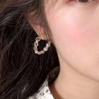 925 Sterling Silver Faux Pearl Hoop Earring 1 Pair - Earrings - One Size