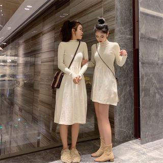Mock Neck Mini Knit Dress/ Midi Knit Dress