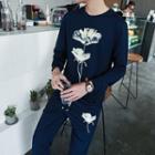Set: Floral Print Pullover + Sweatpants