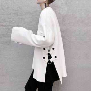 Round-neck Plain Split Knitted Sweater