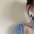 Gemstone Drop Earring 1 Pair - Red & Gold - One Size