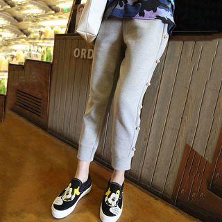Faux Pearl Sweatpants Light Gray - One Size