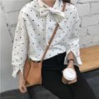 Long-sleeve Dotted Top White - One Size