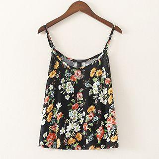 Crochet Trim Floral Print Camisole Top