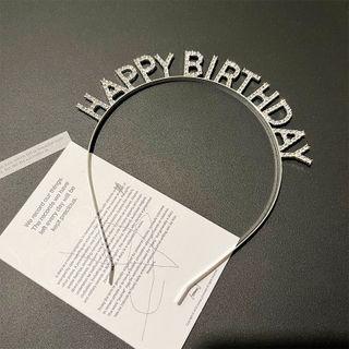 Rhinestone Lettering Headband Silver - One Size