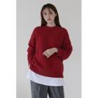 Crew-neck Loose-fit Sweater Red - One Size