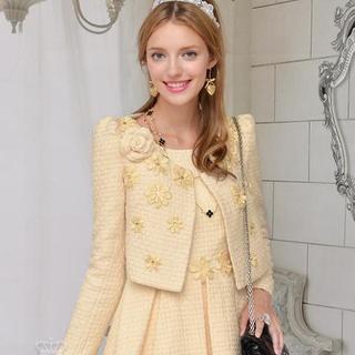 Jeweled Flower-appliqué Cropped Jacket