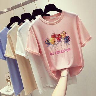 Short-sleeve Lollipop Print T-shirt