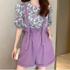 Floral Print Short Sleeve T-shirt / Jumper Shorts