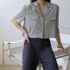 Open-placket Flap-pocket Crop Shirt